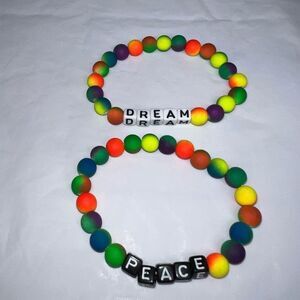 Set of Two Kandi Rave Bracelets “Dream” and “Peace”